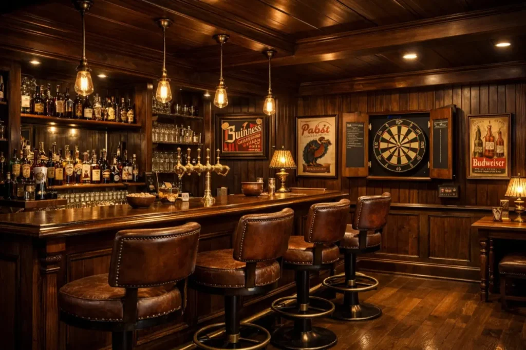 Basement Bar Ideas
The Classic Pub-Style Bar