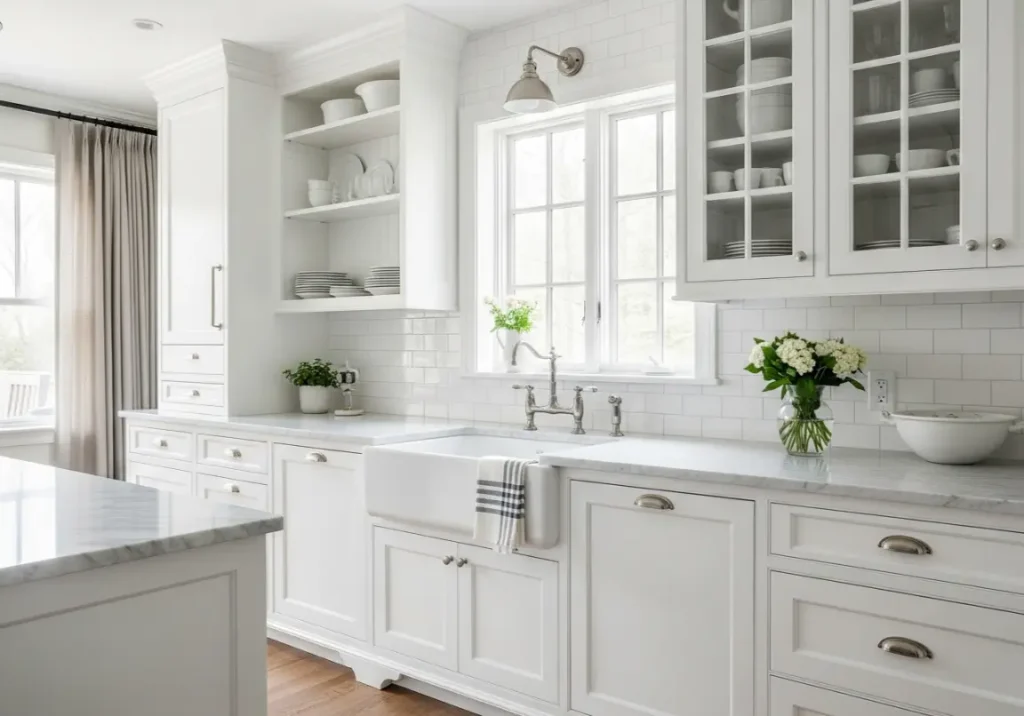 1. Classic White Farmhouse Kitchen
 Inspiring Farmhouse Kitchen Design Ideas
