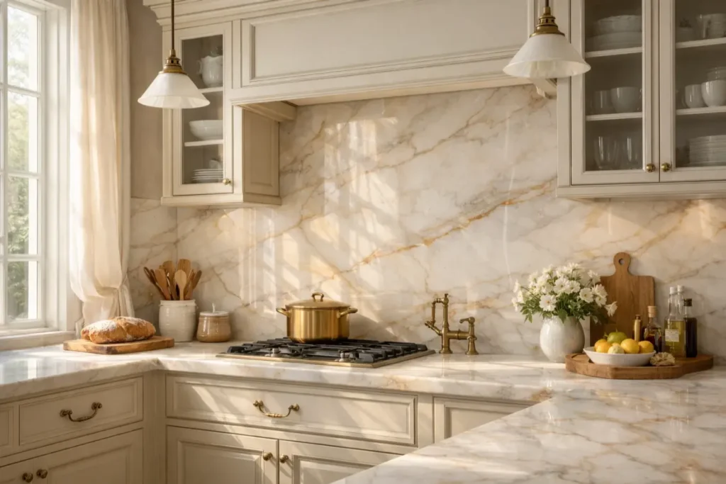 Country Kitchen Backsplash
Marble Slab Backsplash
