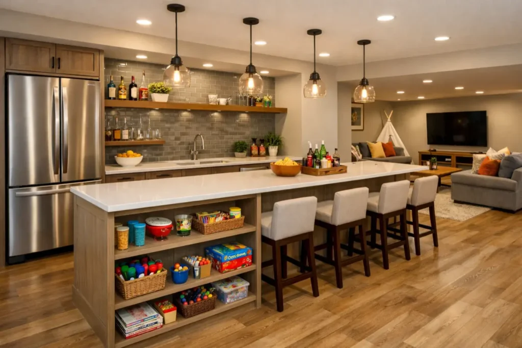 Basement Bar Ideas
The Family-Friendly Multi-Use Bar