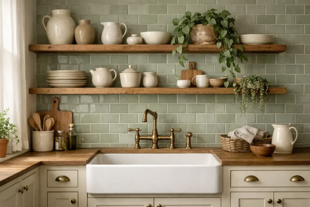Country Kitchen Backsplash
Sage Green Subway Tile