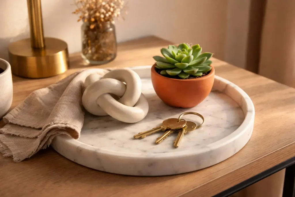 Home Entrance Decor Ideas
Accessorize with a Decorative Tray and Vignette