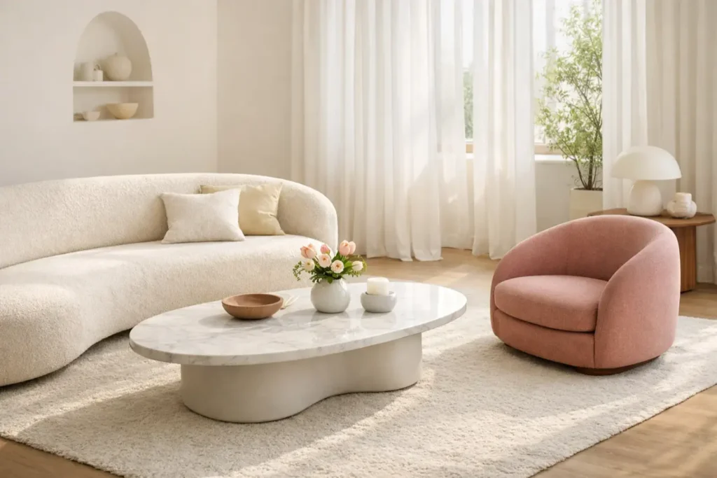 Spring Living Room Ideas
Embrace Curved and Soft-Lined Furniture