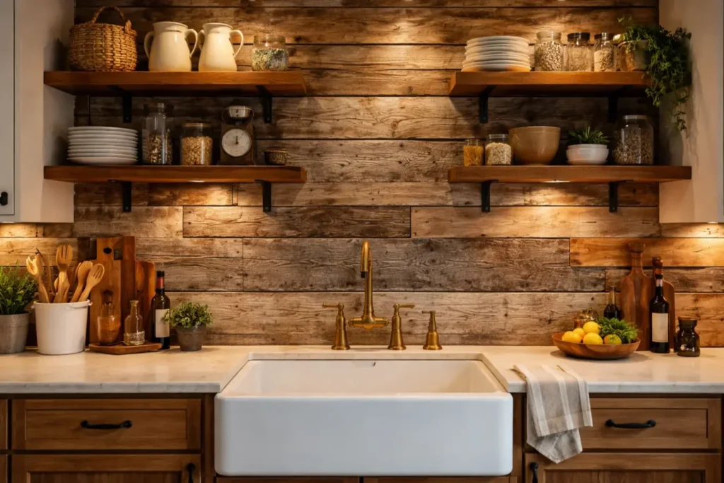 Country Kitchen Backsplash
Reclaimed Wood Planks