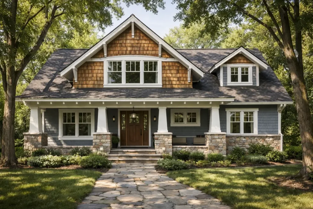 Exterior Color Schemes
Stone Gray with Cedar Shingle Accents