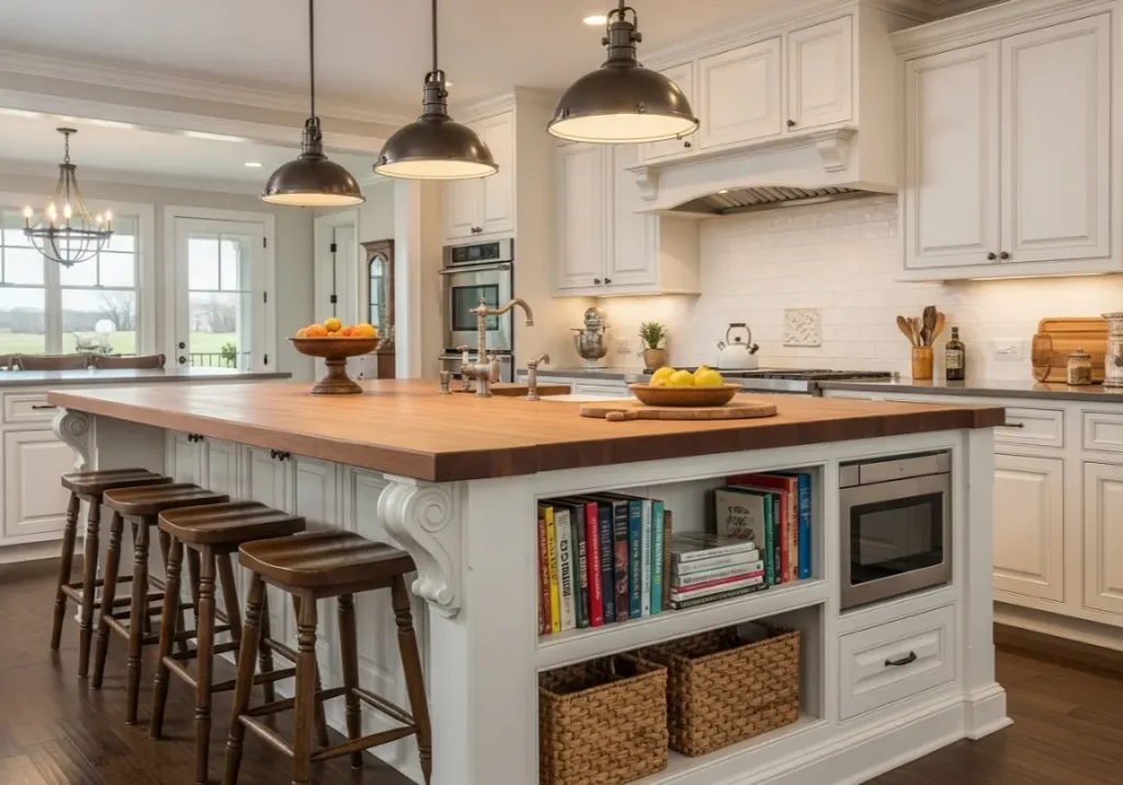 14. Farmhouse Kitchen Island
Inspiring Farmhouse Kitchen Design Ideas