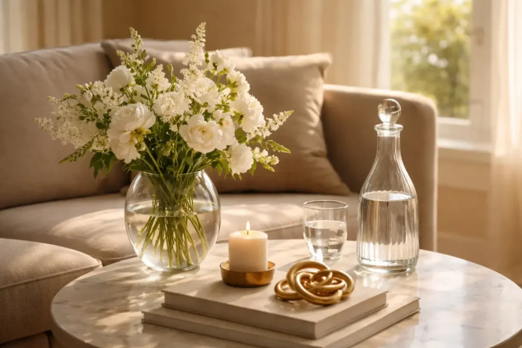 Spring Living Room Ideas
Bring in Warm Metallics and Glass Accents