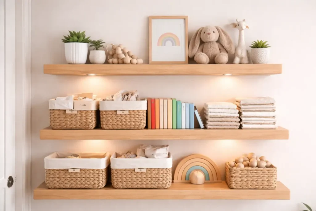 Nursery Decor Ideas
Open Shelving for Display and Storage