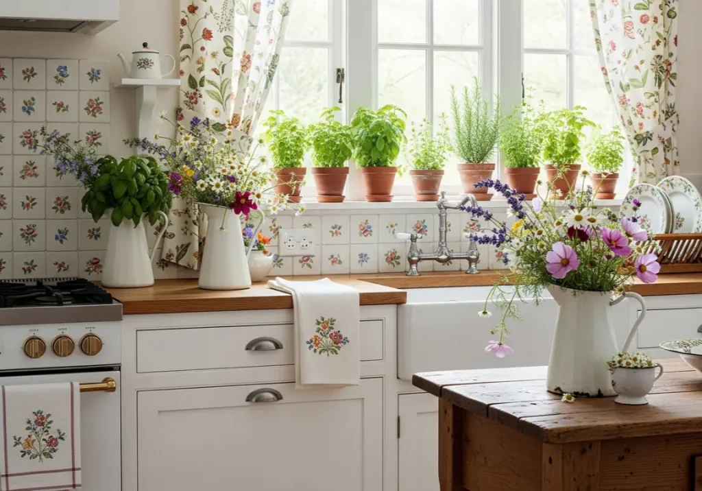 17. Floral Touches
Inspiring Farmhouse Kitchen Design Ideas