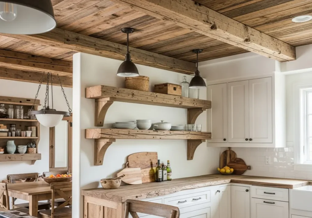 2. Rustic Wood Accents
 Inspiring Farmhouse Kitchen Design Ideas
