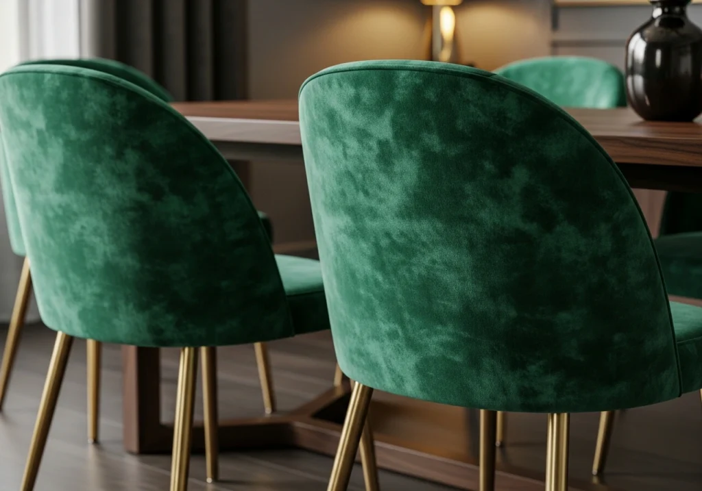 2. Velvet dining chairs for luxe texture
Moody Dining Room Ideas