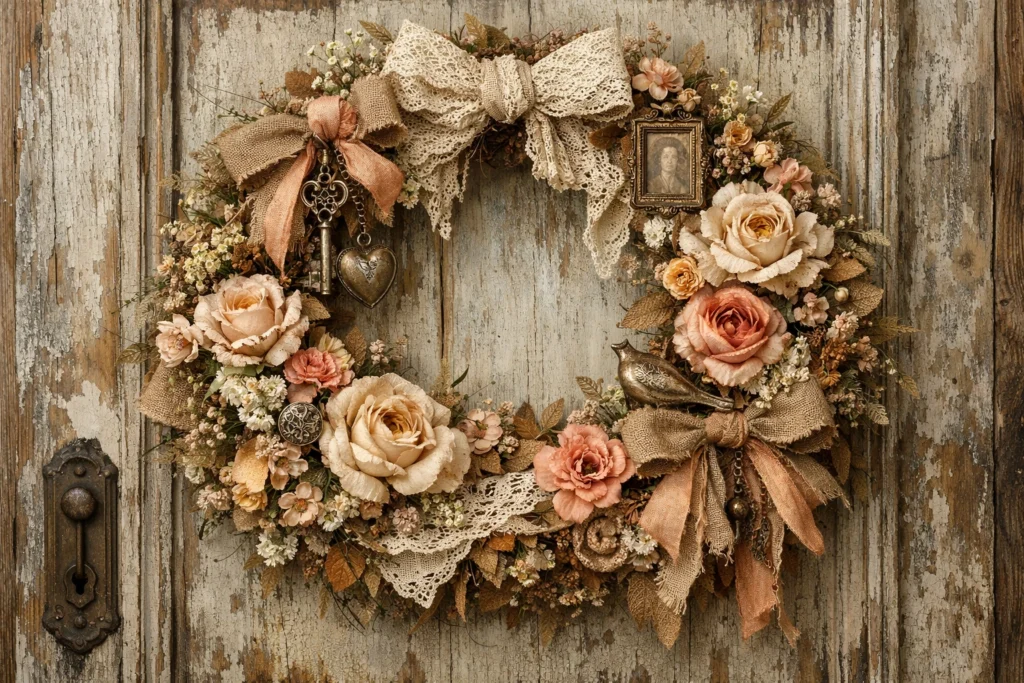 2. Vintage-Inspired Spring Wreath for Nostalgic Charm DIY Spring Wreaths Transform Front Porch