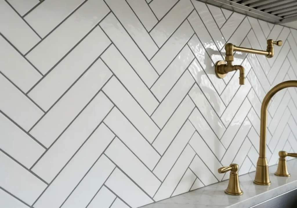 20. Herringbone Backsplash
Inspiring Farmhouse Kitchen Design Ideas