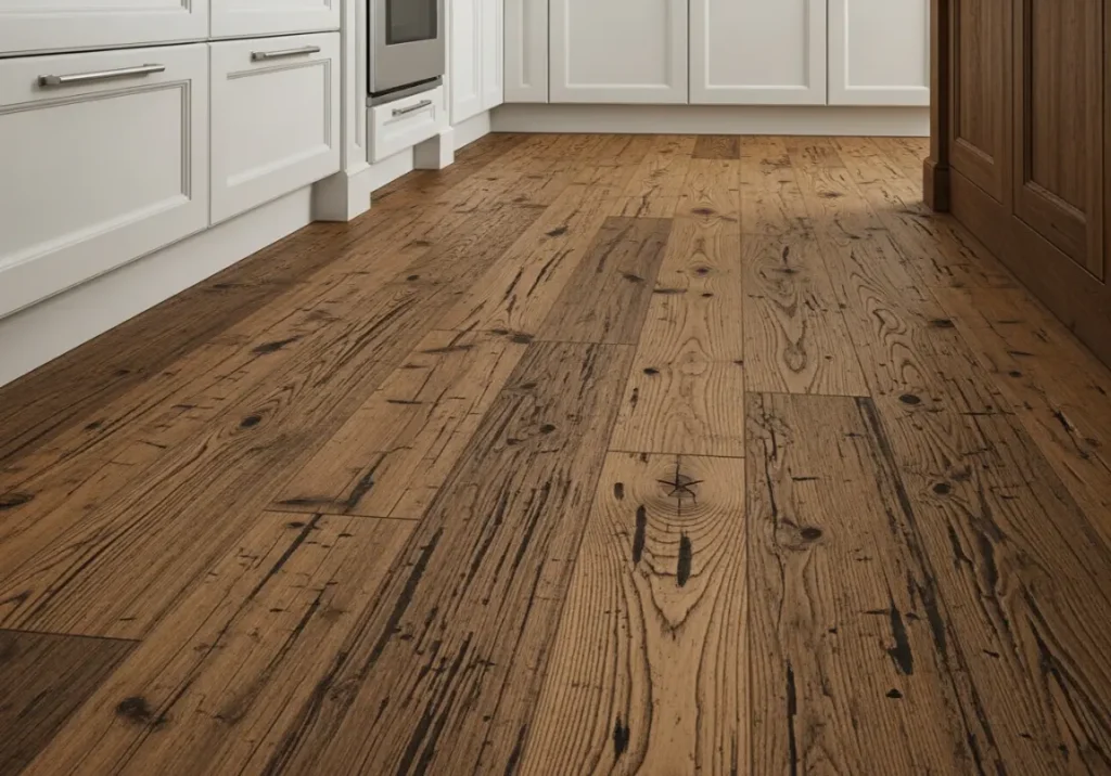 21. Distressed Wood Flooring
Inspiring Farmhouse Kitchen Design Ideas