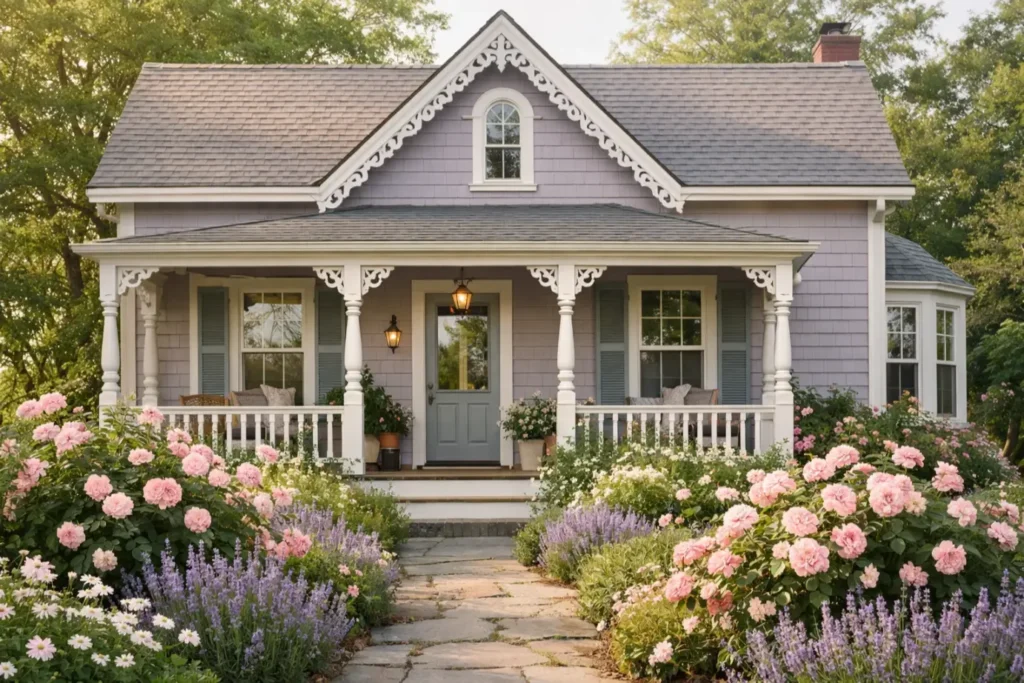 Exterior Color Schemes
Soft Lavender with White and Gray Accents