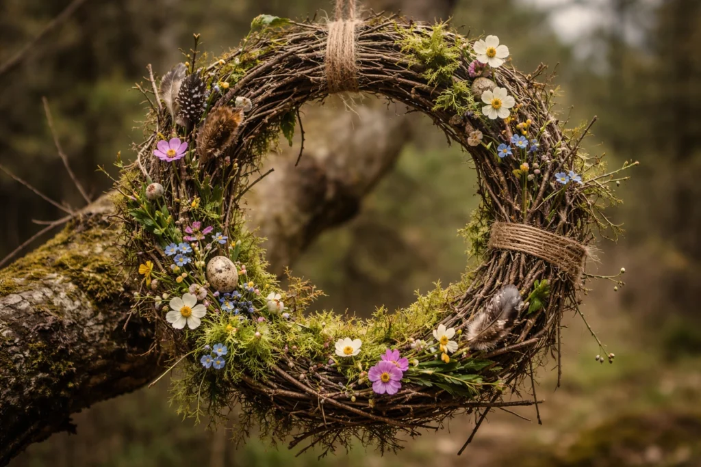 3. Natural Rustic Wreath with Foraged Spring Elements DIY Spring Wreaths Transform Front Porch