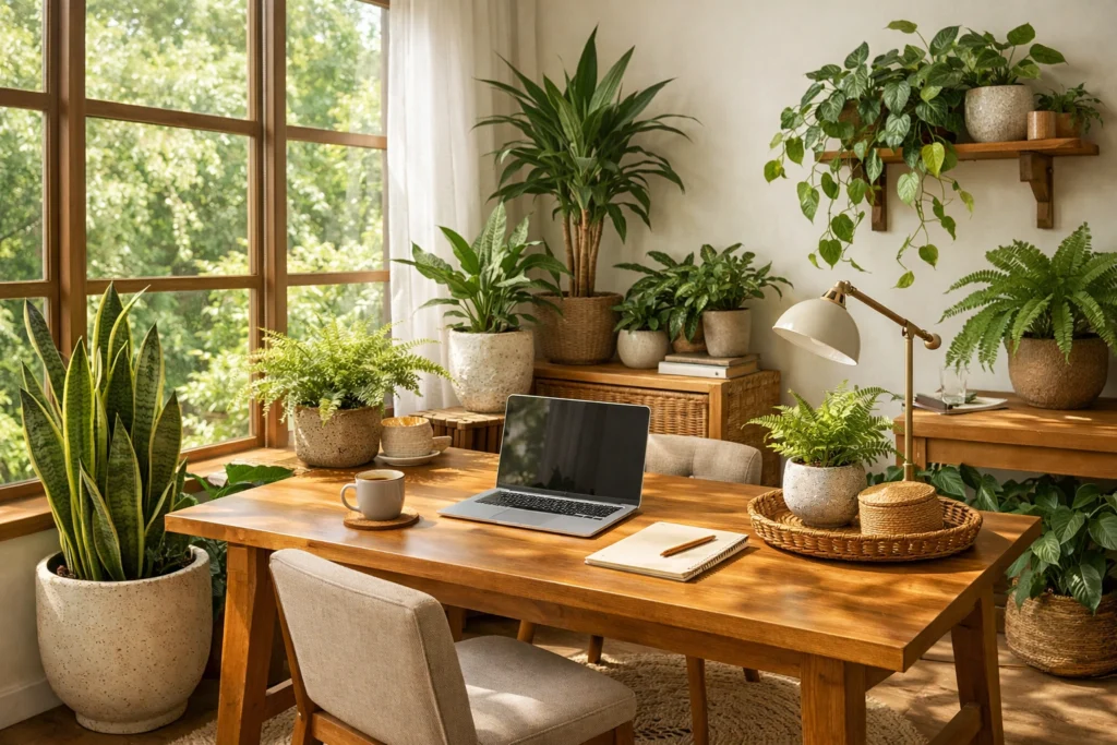 3. Nature Inspired Home Office Aesthetic
Inspiring Home Office Aesthetic Ideas