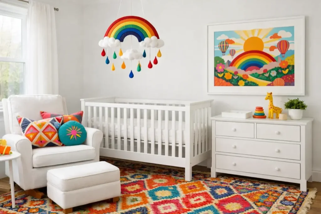 Nursery Decor Ideas
Classic White with Bold Accents