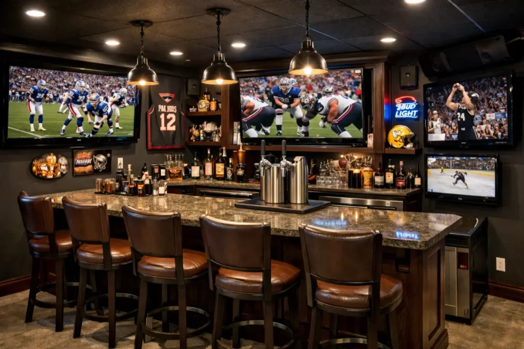 Basement Bar Ideas
The Sports Bar at Home