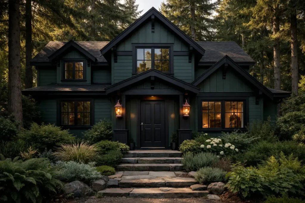 Exterior Color Schemes
Deep Forest Green with Black Trim