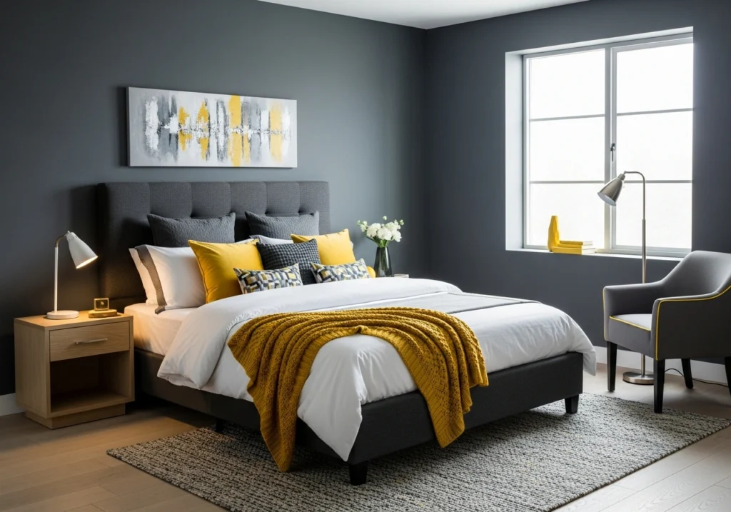 8. Yellow and Grey Bright Bedroom Color Schemes Bedroom Color Schemes for Cozy, Stylish Retreat