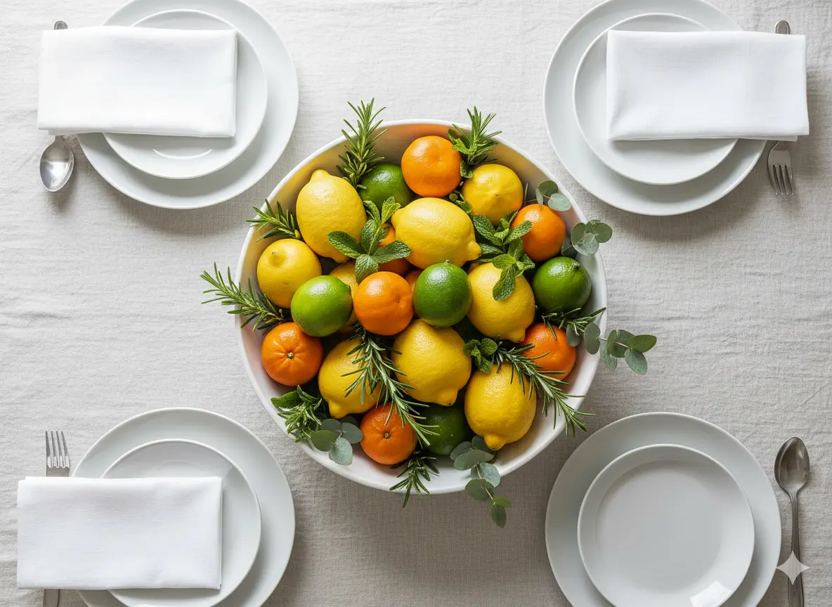 A Citrus and Herb Centerpiece for a Fresh, Natural Touch