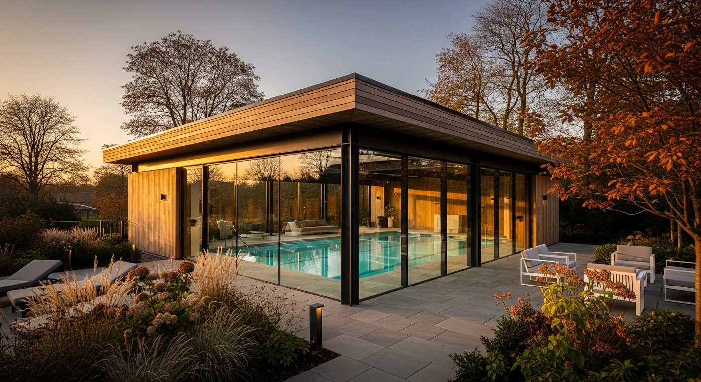 A Contemporary Pool House as a Standalone Structure