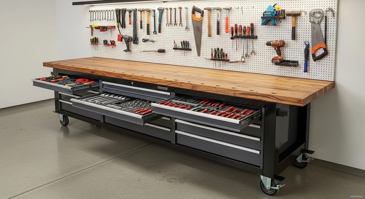 Add a Rolling Workbench for Multi-Use Garage Storage Ideas