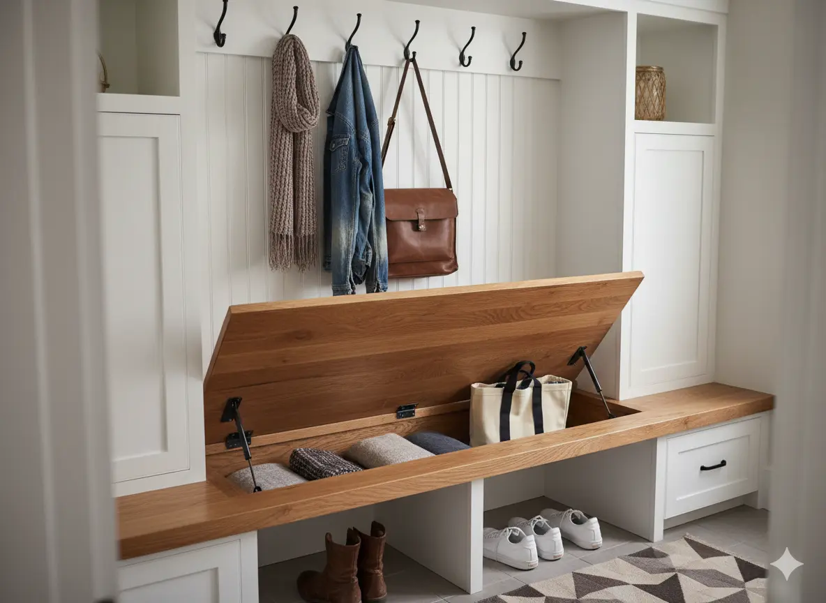 Built-In Bench with Hidden Storage