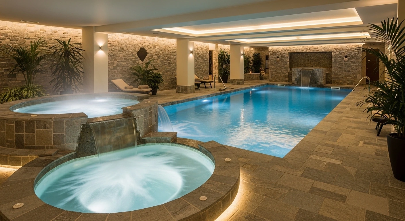 Indoor Pool Designs with Integrated Spa Features