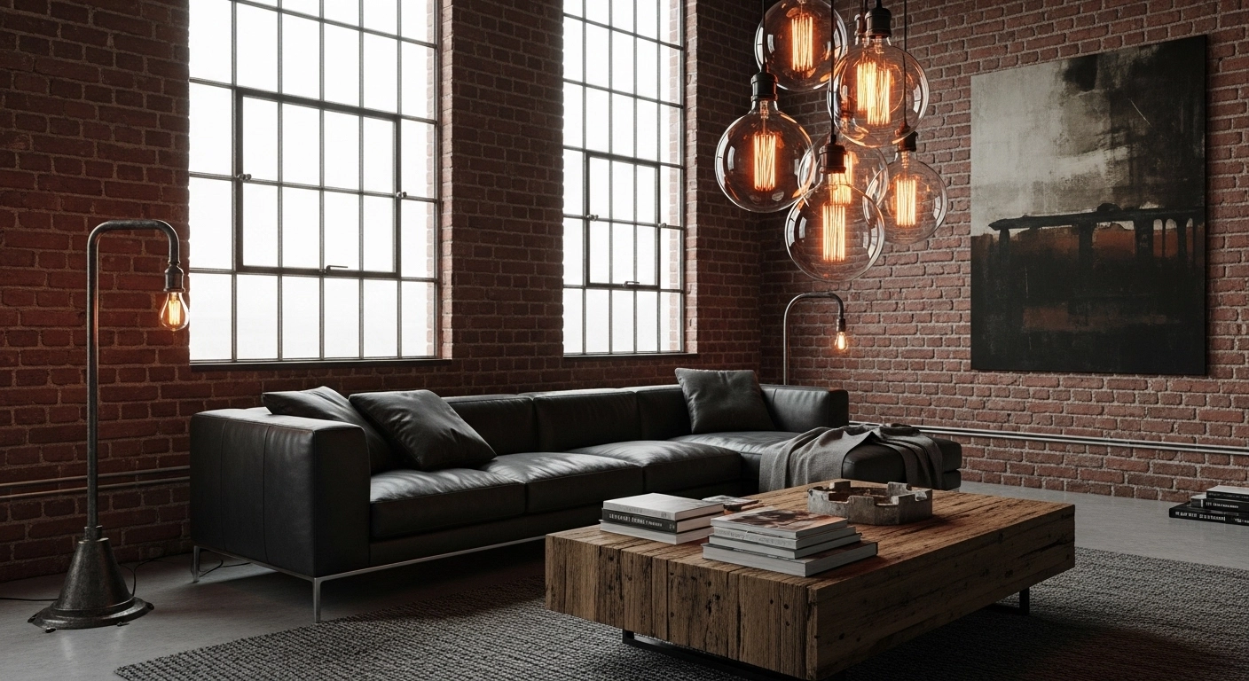 Industrial Style Black Sofa Living Room Designs
