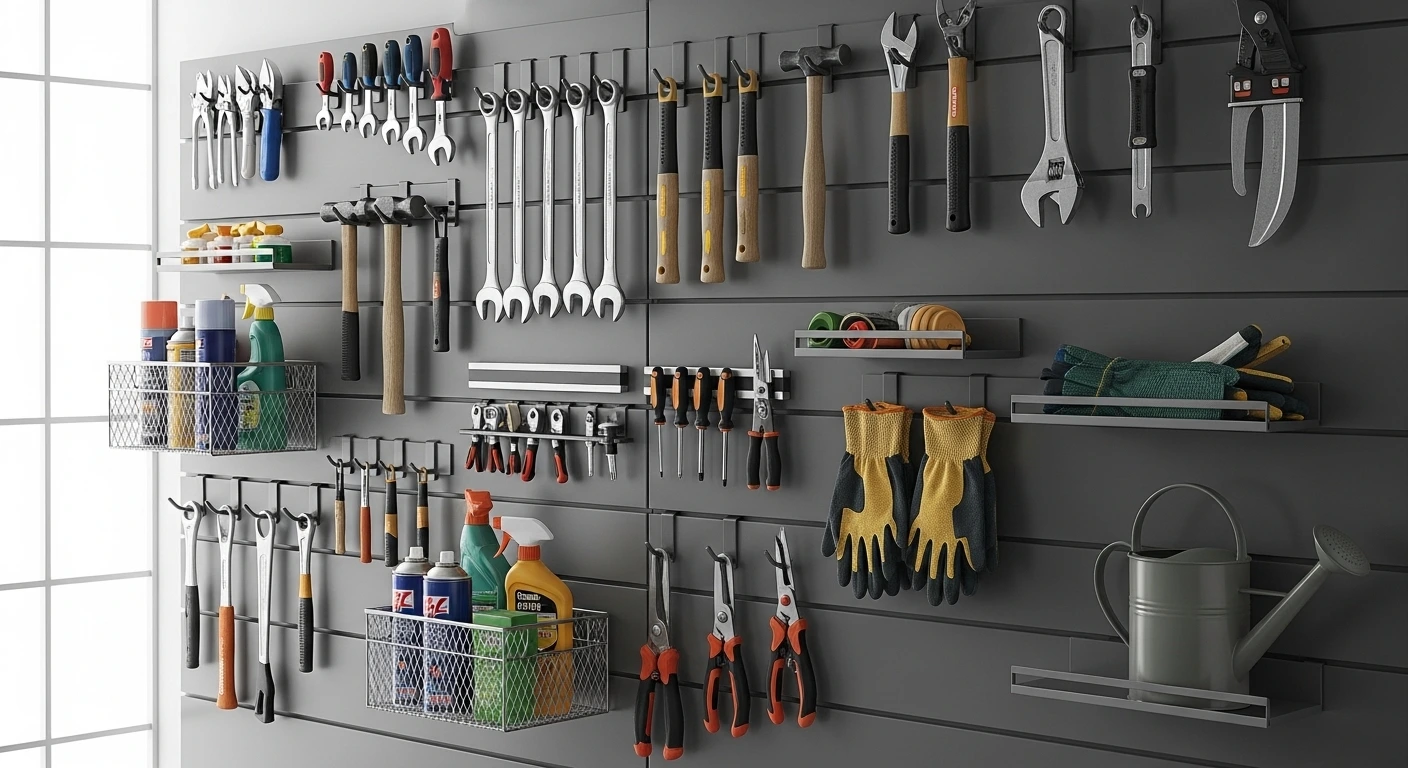 Install Slatwall Panels for Flexible Garage Storage Ideas