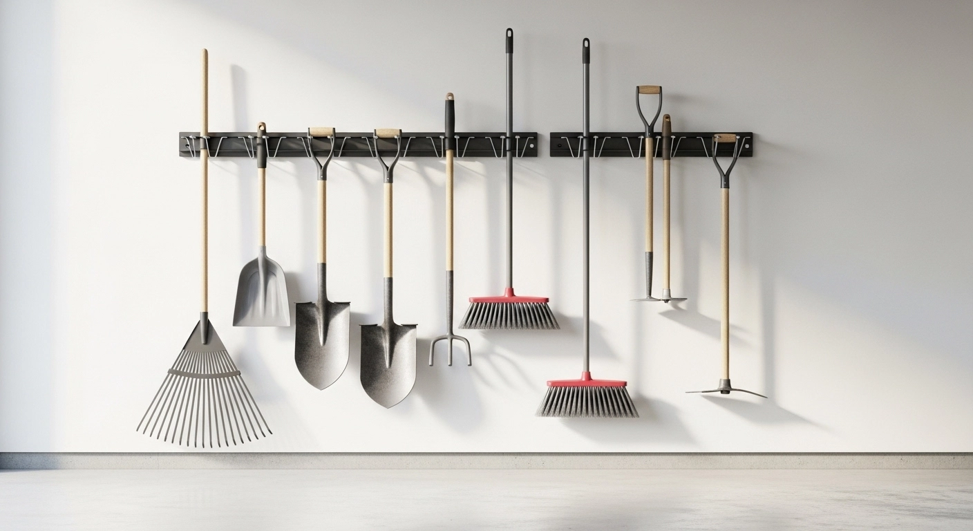Install Wall-Mounted Garden Tool Holders