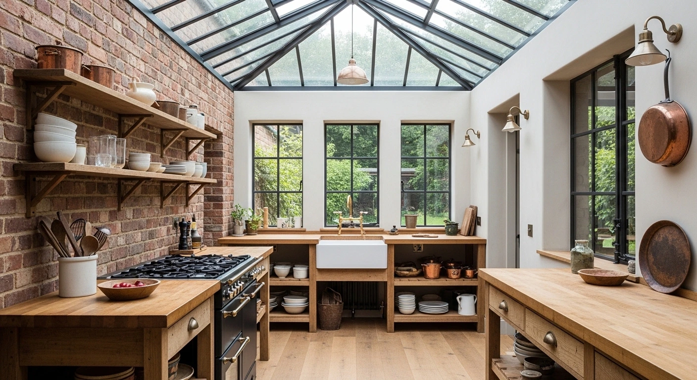 Rustic Farmhouse Solarium Kitchen Ideas with Natural Materials