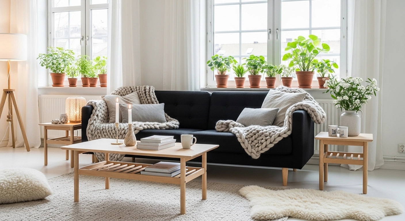Scandinavian Black Sofa Living Room Designs