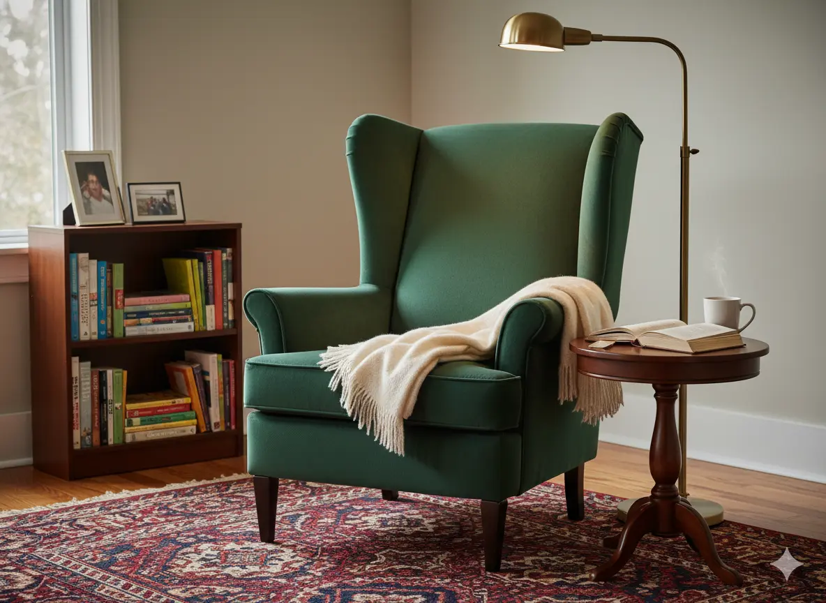 The Cozy Armchair Corner: A Simple Home Library Reading Nook Idea