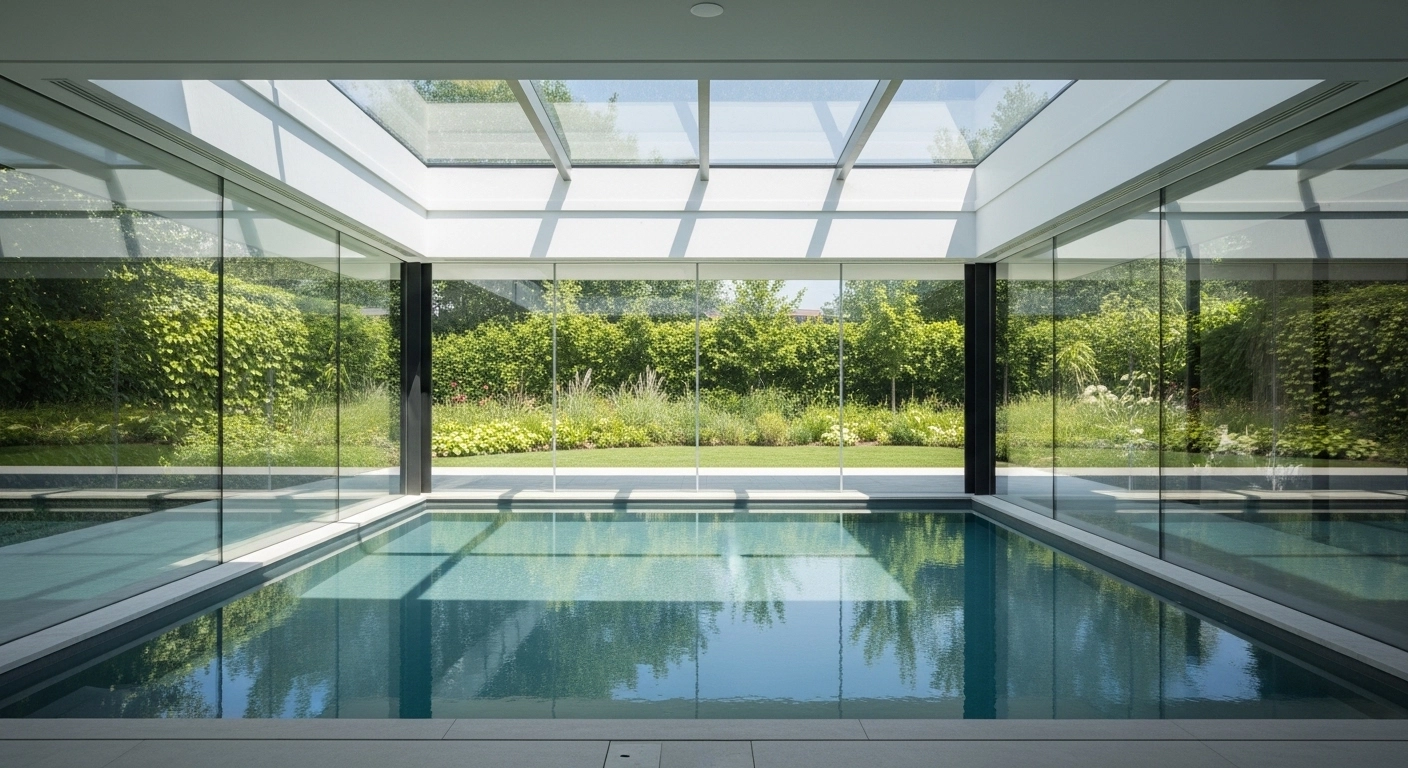 The Glass-Enclosed Indoor Pool That Blurs Every Boundary
