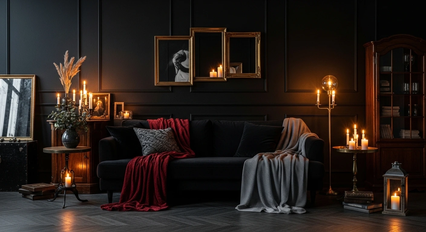 The Moody and Atmospheric Black Sofa Living Room