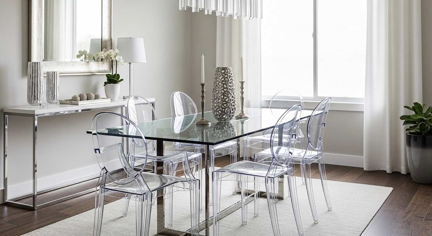 Use Glass and Lucite Furniture to Reduce Visual Weight