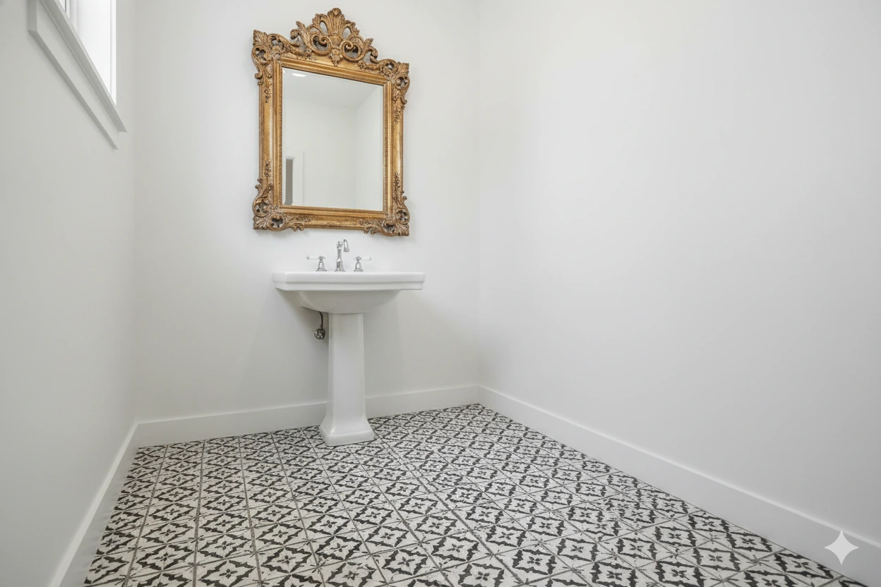 Use Patterned Floor Tile to Anchor the Design