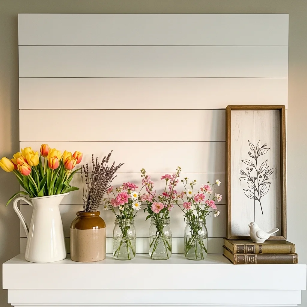 Style a Farmhouse Spring Mantel with Warmth and Character