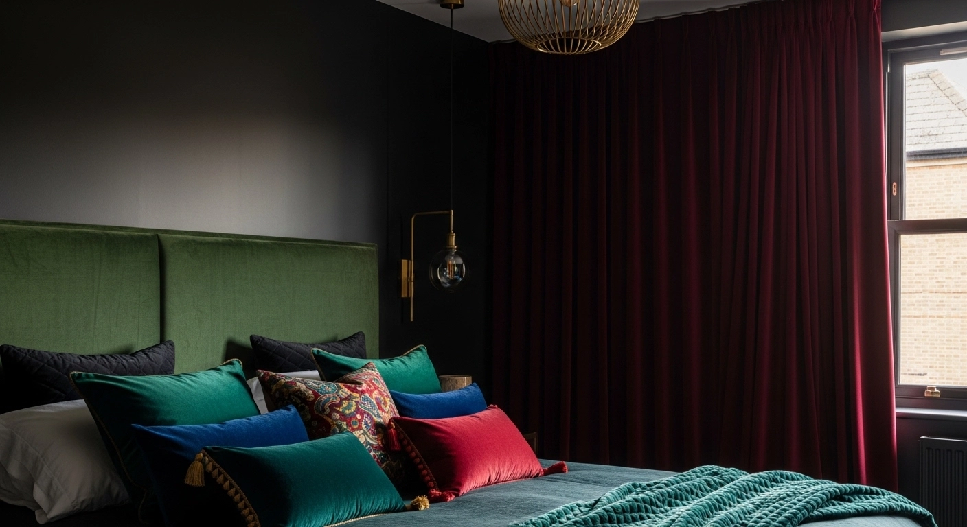 Black Bedroom Ideas with Deep Color Accents