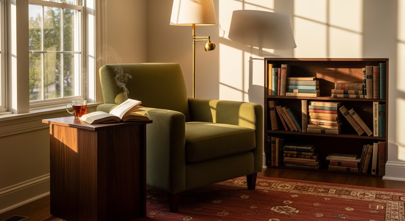 Create a Cozy Reading Nook With Olive Green Decor