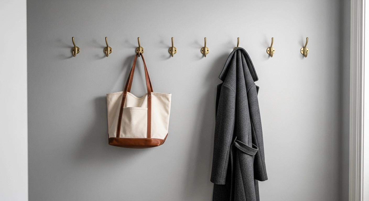 Install Wall-Mounted Coat Hooks to Save Floor Space