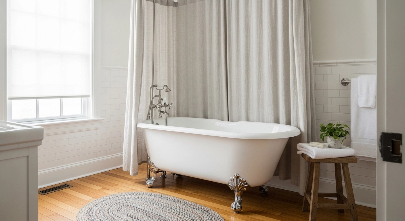 Install a Clawfoot Tub as a Statement Piece in Farmhouse Bathroom Decor Ideas