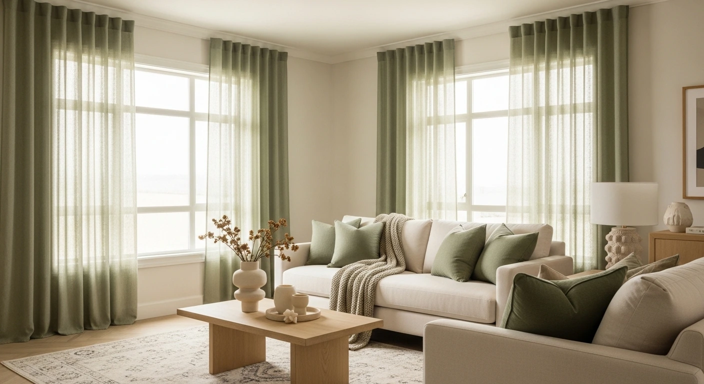 Soften the Space With Sage Green Curtains and Textiles