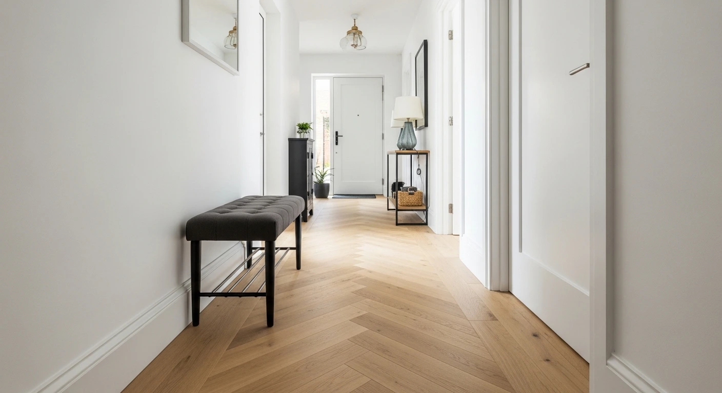 Use Herringbone or Chevron Flooring to Create Depth