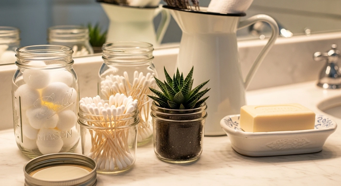 Use Mason Jars and Vintage Containers for Clever Countertop Decor