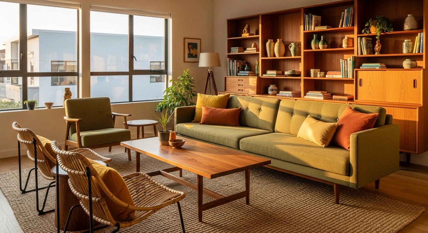 Warm Up the Space With Green and Wood Tone Combinations