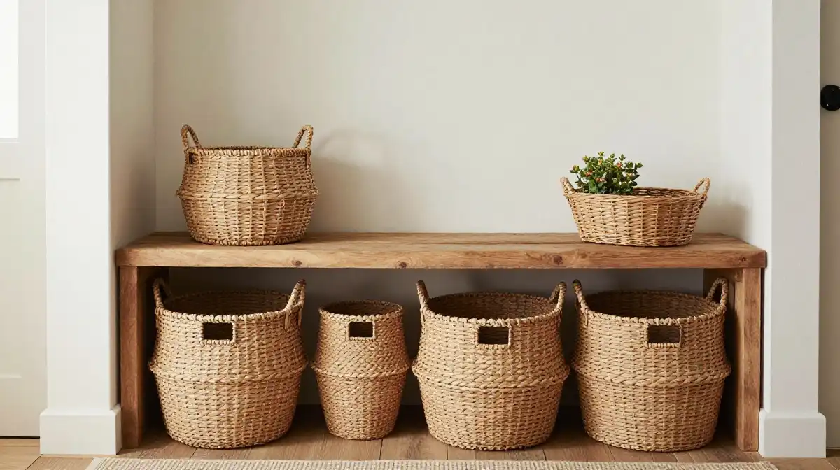 Add Woven Baskets for Beautiful Rustic Storage